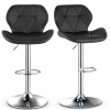 Quasar & Co. 2 db bárszék készlet, Quasar &amp; Co.®, állítható magasságú, 360°-os forgató rendszer, csúszásmentes láb, króm talp, fix fém lábtámasz, kagylós ülés, ökológiai bőr, fekete