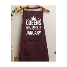 Queens are born in january kötény - egyedi mintás, több színben ajándéktárgy