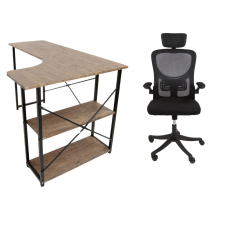  Quest sötéttölgy íróasztal + APA PRO fekete szék készlet íróasztal