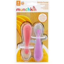 QuidoBergmann Munchkin szilikon kanál, 2 db, rózsaszín/lila (BABYls231a) tányér és evőeszköz