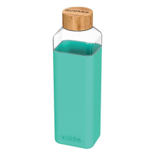 QUOKKA Storm - Lekerekített üvegpalack szilikon fedővel 700ml (Kékeszöld) kulacs, kulacstartó