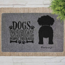  &quot;Dogs Welcome&quot; Havanese szöveges lábtörlő szürke háttérrel (60 x 40 x 0,2 cm) ajándéktárgy