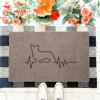  "EKG" Corgi kutyás lábtörlő barna háttérrel (60 x 40 x 0,2 cm)