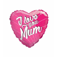 "I love you mom" szívecskés fólia lufi-45cm party kellék