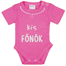  &quot;Kis főnök&quot; feliratos rövid ujjú baba body pink kombidressz, body