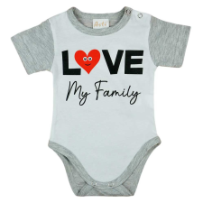  &quot;Love my family&quot; feliratos rövid ujjú baba body fehér kombidressz, body