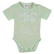  "Ölelés 200 Ft" feliratos rövid ujjú baba body zöld kombidressz, body