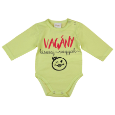  &quot;Vagány kiscsaj vagyok&quot; feliratos hosszú ujjú baba body zöld kombidressz, body