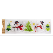 Qx Ablakzselé hóember és fenyőfa mintákkal - 15 x 55 cm party kellék