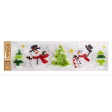 Qx Ablakzselé hóember és fenyőfa mintákkal - 15 x 55 cm party kellék