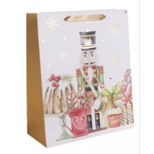 Qx Ajándéktasak A diótörő mintával, 18 x 23 cm - Arany party kellék