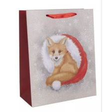 Qx Ajándéktasak karácsonyi róka mintával - 26 x 32 cm party kellék