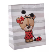 Qx Ajándéktasak katicás maci mintával - 26 x 32 cm ajándéktasak