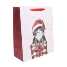 Qx Cica mintás csillámló ajándéktasak - 26 x 32 cm ajándéktasak