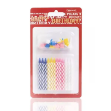Qx Csíkos születésnapi gyertya - 6 cm, 12 darabos party kellék