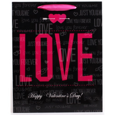 Qx Dísztasak fényes 11x14 cm fekete/piros love ajándéktasak
