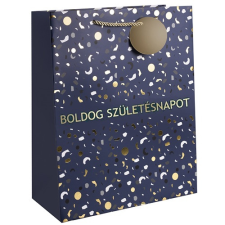 Qx Dísztasak matt 26x32 cm kék/arany Boldog születésnapot felirattal ajándéktasak
