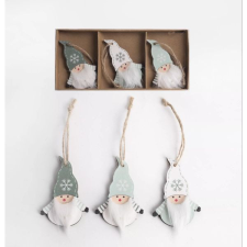 Qx Fa Mikulás dísz akasztóval, 8 cm - 3 db-os, zöld-fehér party kellék