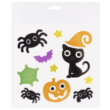 Qx Fekete macska és Halloween tök ablakzselé szett party kellék