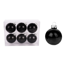 QX-Impex Karácsonyi gömb üveg Fekete S/6 karácsonyfadísz