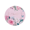 QX-IMPEX KFT IRIS bádog tálca, kör alakú, rózsaszín rózsás, life the beautiful felirattal 33 x 1,5 cm (081140)