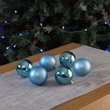 QX-IMPEX KFT Karácsonyfadísz azúrkék színben, 7cm 6db/csomag karácsonyfadísz
