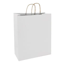 QX-IMPEX KFT Papírtáska 18x22x8 sodrott füles fehér ajándéktasak