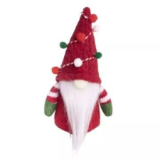 Qx Karácsonyi manó dekoráció, filc, 14 cm - Piros-zöld party kellék
