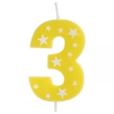 Qx Színes születésnapi számgyertya, 6 cm - 3 party kellék