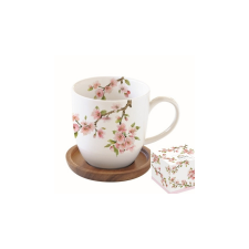 R2S.1080SAKU Porcelánbögre akácfa alátéttel,350ml,dobozban,Sakura bögrék, csészék