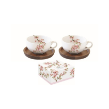  R2S.1081SAKU Porcelán kávéscsésze akácfa aljjal,2 személyes,120ml,dobozban,Sakura bögrék, csészék