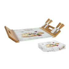  R2S.890LESF Sajtvágókészlet üveglapos, 44x28cm, Les Fromages kés és bárd