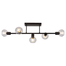 RÁBALUX SULLIVAN MENNYEZETI LÁMPA E14 5XMAX.40W IP20 83X27CM FEKETE SZÍNEZETT ÜVEGBÚRA világítás