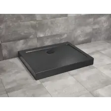 Radaway Doros Stone D szögletes fekete zuhanytálca előlappal 120x90 fekete, ajándék szifonnal kád, zuhanykabin