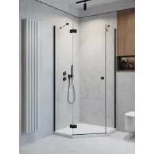 Radaway Essenza 8 Black PTJ szögletes fekete zuhanykabin 100x90 átlátszó balos kád, zuhanykabin