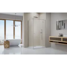 Radaway Essenza 8 Brushed Nickel KDJ szögletes szálcsiszolt króm zuhanykabin 100x100 átlátszó jobbos kád, zuhanykabin