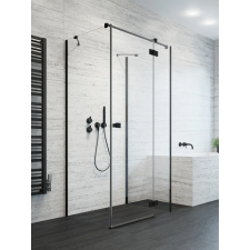 Radaway Essenza Black KDJ+S szögletes fekete zuhanykabin 80x100 átlátszó balos kád, zuhanykabin