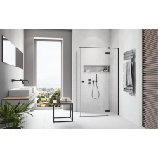 Radaway Essenza Black KDJ szögletes fekete zuhanykabin 100x100 átlátszó balos kád, zuhanykabin
