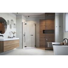 Radaway Essenza Black PDD íves fekete zuhanykabin 80x80 átlátszó kád, zuhanykabin