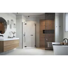 Radaway Essenza Black PDD íves fekete zuhanykabin 90x80 átlátszó kád, zuhanykabin