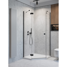 Radaway Essenza Black PTJ szögletes fekete zuhanykabin 100x90 átlátszó balos kád, zuhanykabin