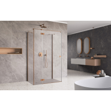 Radaway ?Essenza Brushed Copper ?KDJ+S ?szögletes ?szálcsiszolt réz zuhanykabin 100x80 átlátszó balos kád, zuhanykabin