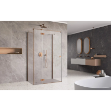 Radaway ?Essenza Brushed Copper ?KDJ+S ?szögletes ?szálcsiszolt réz zuhanykabin 90x70 átlátszó jobbos kád, zuhanykabin
