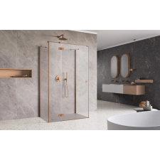 Radaway ?Essenza Brushed Copper ?KDJ+S ?szögletes ?szálcsiszolt réz zuhanykabin 90x80 átlátszó balos kád, zuhanykabin