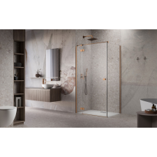 Radaway Essenza Brushed Copper ?KDJ szögletes ?szálcsiszolt réz zuhanykabin 100x90 jobbos átlátszó kád, zuhanykabin