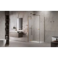 Radaway Essenza Brushed Copper ?KDJ szögletes ?szálcsiszolt réz zuhanykabin 110x80 balos átlátszó kád, zuhanykabin