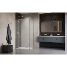 Radaway Essenza Brushed Gold ?KDJ szögletes ?szálcsiszolt arany zuhanykabin 100x80 átlátszó balos kád, zuhanykabin