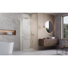 Radaway Essenza Brushed Gold ?PTJ ?szögletes ?szálcsiszolt arany zuhanykabin 100x90 átlátszó kád, zuhanykabin