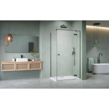 Radaway Essenza Brushed GunMetal ?KDJ szögletes ?szálcsiszolt fegyvermetál zuhanykabin 80x110 átlátszó jobbos kád, zuhanykabin