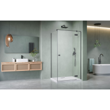 Radaway Essenza Brushed GunMetal ?KDJ szögletes ?szálcsiszolt fegyvermetál zuhanykabin 90x70 átlátszó jobbos kád, zuhanykabin